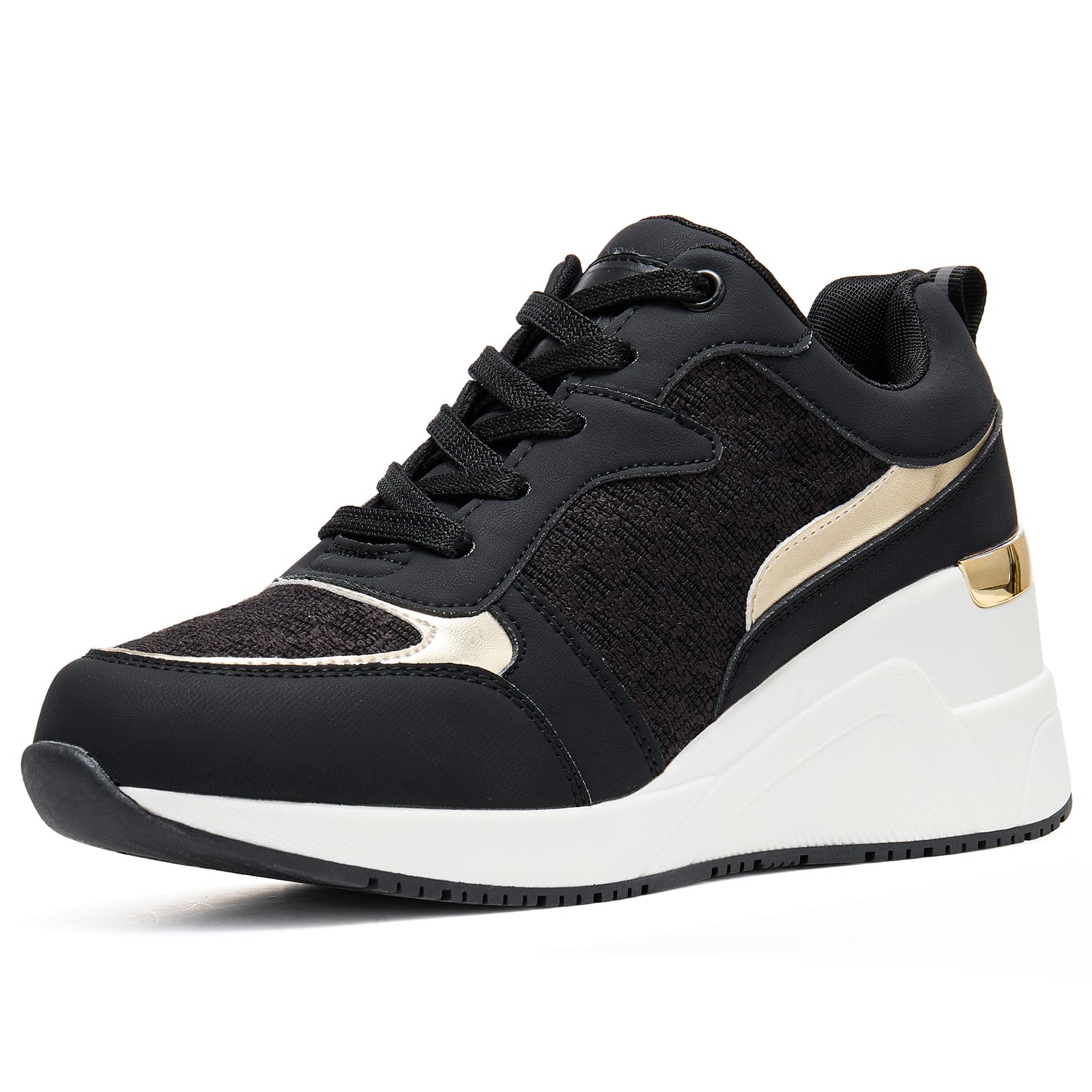 Cestfini Fashion Wedge High Heeled Sneakers for Women, Lace Up Non-Slip Comfortable Sneakers Image