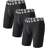 Separatec Underwear Long Leg Boxer Briefs For Men Anti Chafing & Support Separate Pouch Underwear Athletic Fit 3 Pack