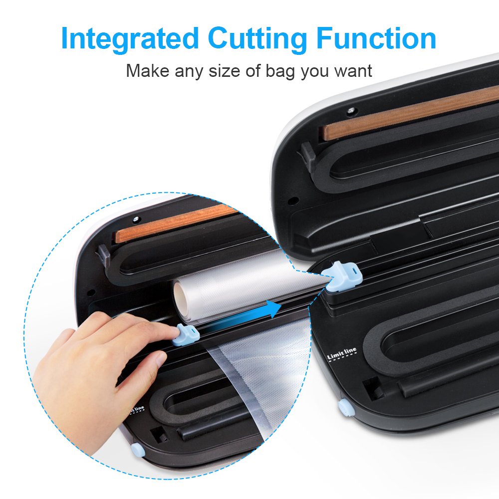 Machine Sous Vide, Crenova 3-in-1 Appareils de Mise Sous Vide avec Kit de De Démarrage Comprenant Coupe-sac, Tuyau D’aspiration et Sachets pour Préservation D’aliments Secs et Humides (Noir)