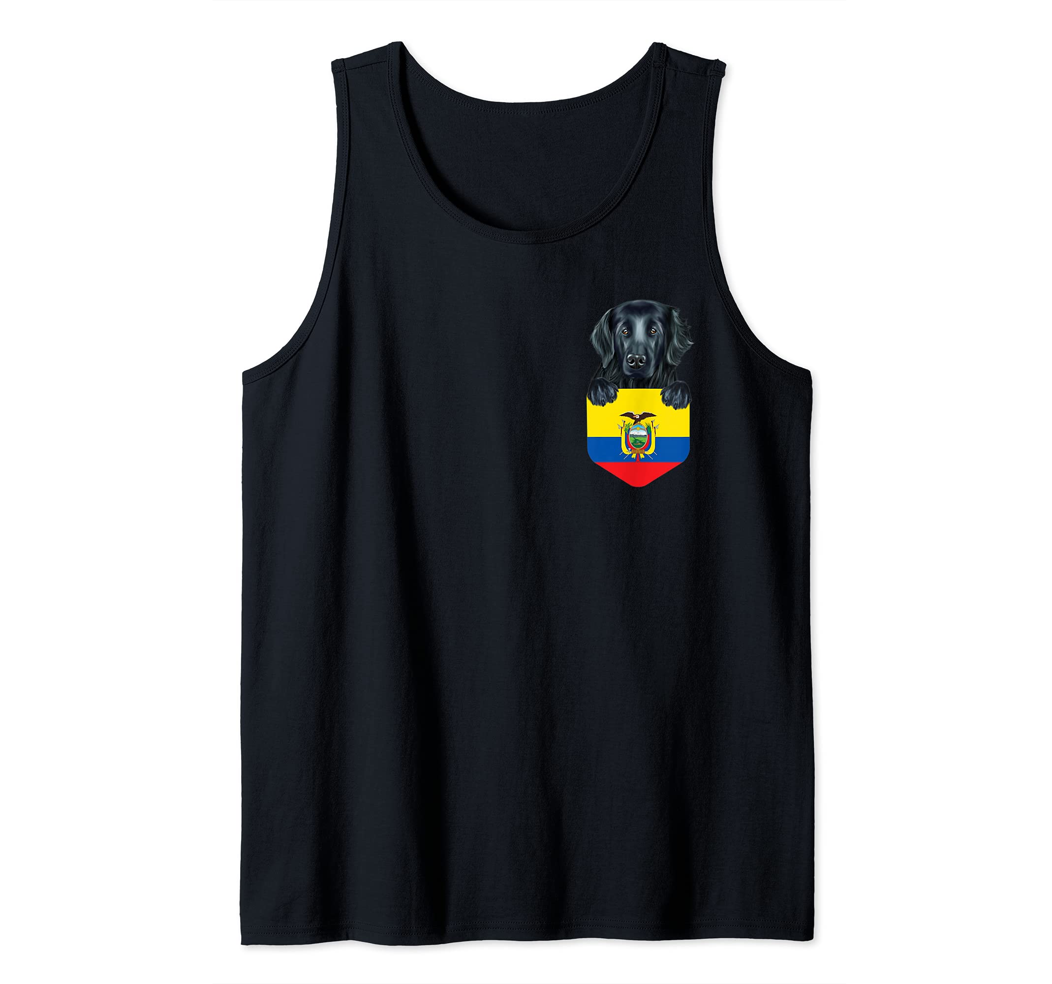 Ecuador Flag Flat-Coated Retriever Dog In Pocket Tank Top