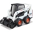 Bburago B18-31802 Bobcat Skid-Steer Loader with Working Grapple Collectible Model Toy-1:50 Scale Die Cast Vehicle, White, Small