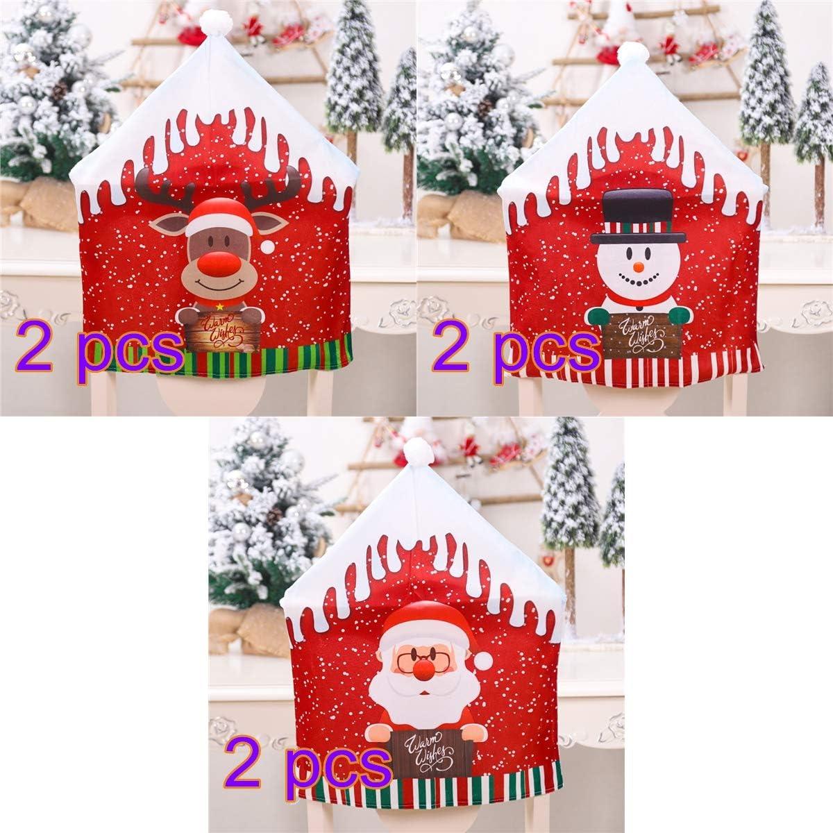 christmas house santa hat chair covers