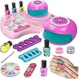 ZEAUBiM Nail Art Kit for Girls, Kids Nail Polish Play Set with Nail Dryer, Washable Make Up Sets for Girls, Nail Studio Decor