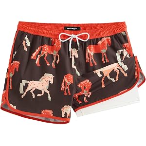 maamgic Mens Short 80s 90s Vintage 5.5" Swim Trunks Swimsuits Board Shorts Compression Liner Quick Dry 2 in 1 Beach Swimwear