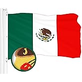 G128 Mexico Mexican Flag | 6x10 Ft | ToughWeave Series Embroidered 210D Polyester | Country Flag, Embroidered Design, Indoor/Outdoor, Vibrant Colors, Brass Grommets, Quality Polyester