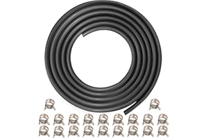 SUOEIAG 1/4 Inch ID Fuel Line Hose 10 Feet + 20Pcs 2/5 ID Hose Clamps for Kawasaki Kohler Briggs & Stratton Small Gas Diesel Engines, Generators & Powersports | Durable & Flexible Rubber Hose with Clamp Kit