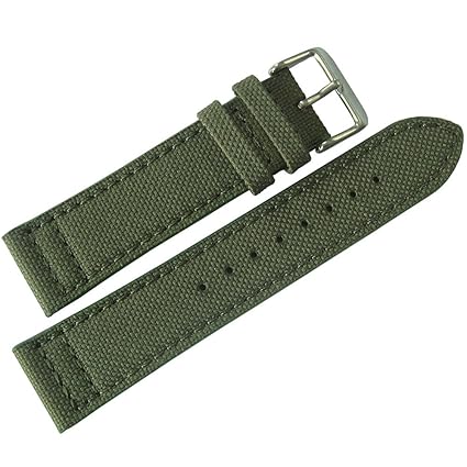 EULIT 22mm Green Canvas Made in Germany Mens Watch Strap