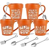 1 Random Plant Pot Mug With Shovel Spoon & Fork - Plant Lover Gifts for Women, Christmas gifts for Gardener Mom Grandma Aunt Sis Friends, Birthday gifts for Gardening Lover Flower Pot Cup Coffee Mug