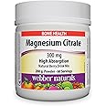 Webber Naturals Magnesium Citrate Powder 300 mg, 120 Grams, High Absorption Minerals, Supports Bone and Muscle Functions, Nat