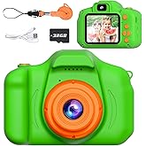 SplashNSpray Kids Camera for Girls Boys Age 3-9, 1080P HD Toddler Camera, Kids Selfie Digital Camera with 32GB SD Card, Portable kids Toys for 3 4 5 6 7 8 9 Years Old, Christmas Birthday Present,Green