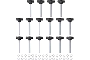 HARFINGTON 16pcs Tee Wing Knobs M6 x 50mm Metric Thread 27mm Z/T Head Plastic Handles Thumb Screws Hand Clamping Threaded Stud Knob Grip Thumbscrew with Nuts Washers, Black