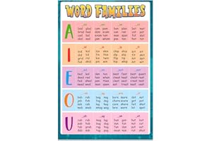 FLYAB Sight Words and Word Families Poster,12"x18" Word Wall Charts Educational Posters,Learning Classroom Poster for Kindergarten Preschool Homeschool Kids Room Decorations