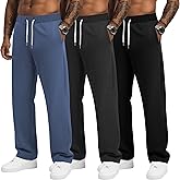 JoyMotion 3 Pack Men's Big and Tall Baggy Sweatpants Wide Leg Drawstring Loose Athletic Workout Casual Pants with Pockets