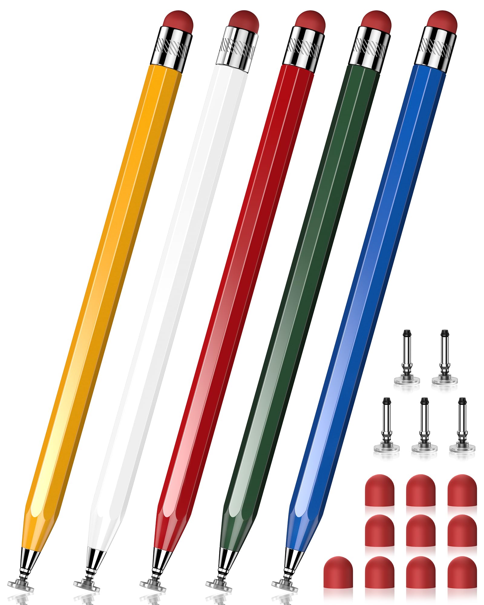 DAXINGXING 5 PCS Stylus Pen for Touchscreen,Octagonal Retro Design,Stylus Pen High Precision High Sensitivity Compatible with iPhone/iPad/Android Tablets Works with Capacitive Touchscreens