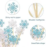 Aidi Frozen Cake Toppers 20pcs Snowflake Blue & Silver Party Decorations view 4
