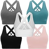 Double Couple Sports Bras for Women Padded High Impact Seamless Criss Cross Back Workout Tops Gym Activewear Bra