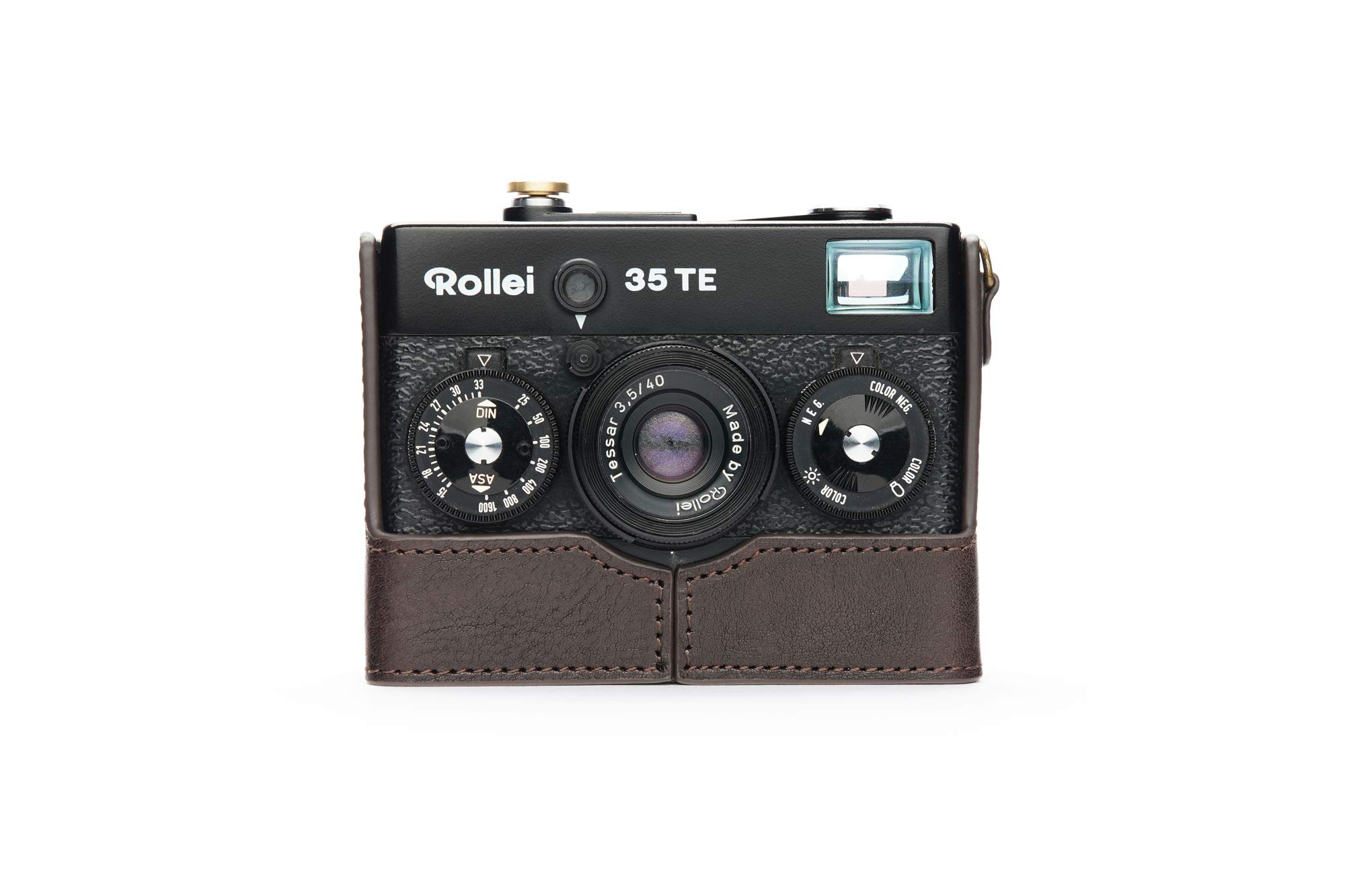 Case for Rollei 35 TE, Zakao Handmade Genuine Real Leather Half Camera Case Bag Cover for Rollei 35 TE With Hand Strap (Coffee)