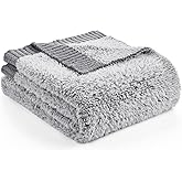 Amélie Home Knit Throw Blanket for Couch, Super Soft Cozy Fuzzy Plush Throws for Sofa, 50" x 60", Heather Grey
