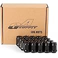 GAsupply 12x1.5 Black Lug Nuts, M12x1.5 Closed End Bulge Acorn Wheel Lug Nut, 1.38” 35mm Tall, 3/4" 19mm Hex, Conical Seat 60