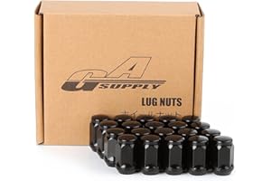 GAsupply Lot de 20 écrous de roue noirs 12 x 1,5, écrous de roue à bout fermé M12 x 1,5, 35 mm de haut, 19 mm, siège conique 