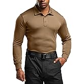 CQR Men's Polo Shirt, Long Sleeve Tactical Shirts, Outdoor UPF 50+ Pique Shirt, Dry Fit Lightweight Golf Shirts