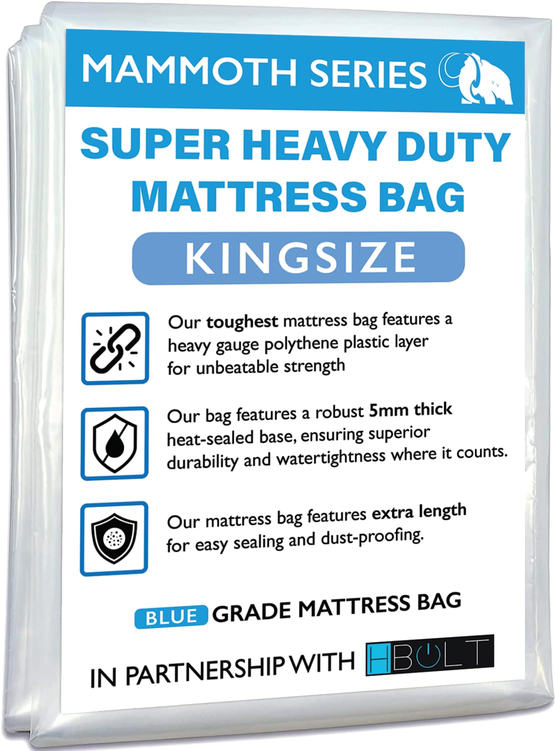 MAMMOTH Premium Mattress Storage Bag – Robust Protection for Moving & Storing – Shields Against Dust, Stains, and Pests (King - PRO)