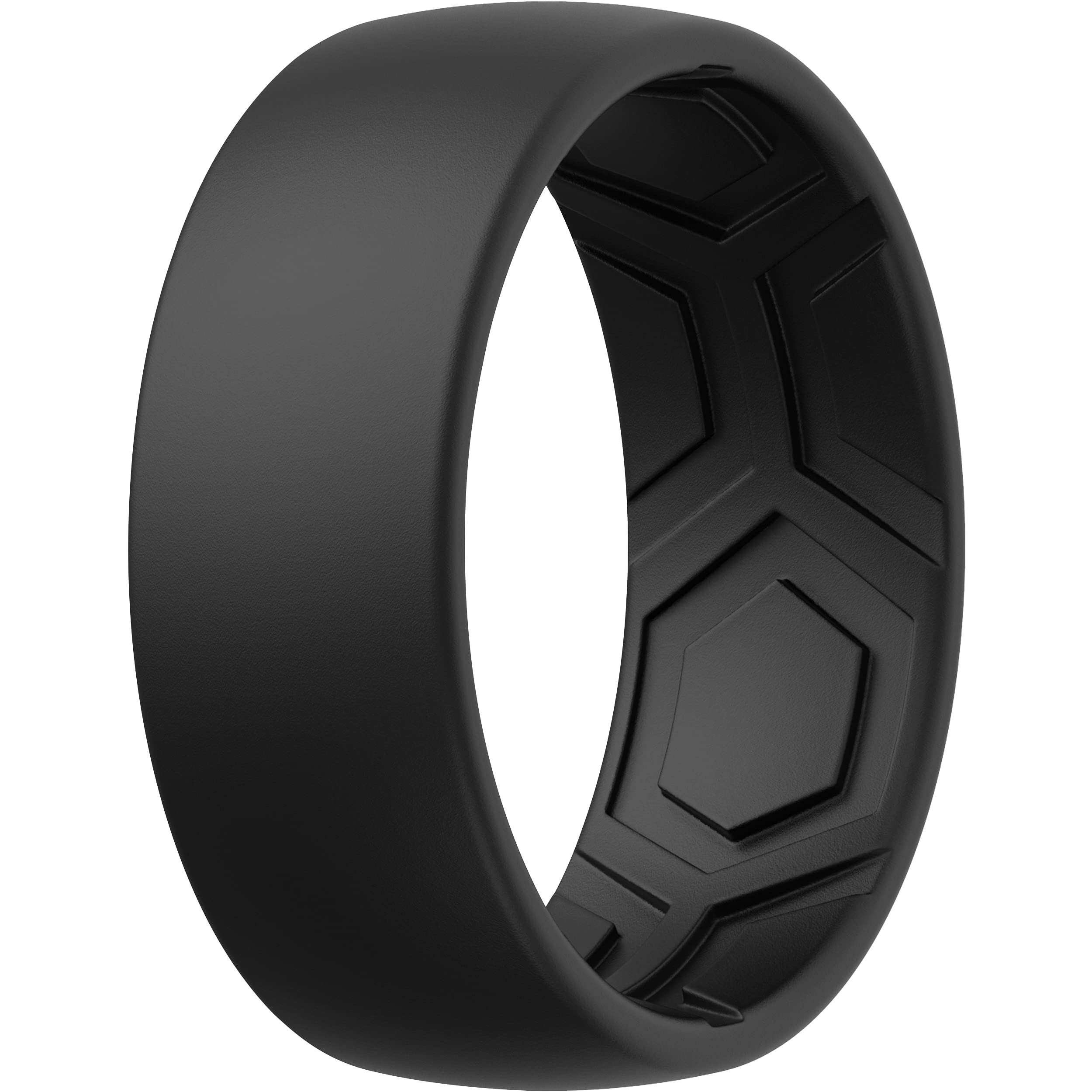 ThunderFit Silicone Rings for Men - 7 Rings / 4 Rings / 1 Ring - Breathable Patterned Design Wedding Bands 8mm Wide - 2.5mm Thick