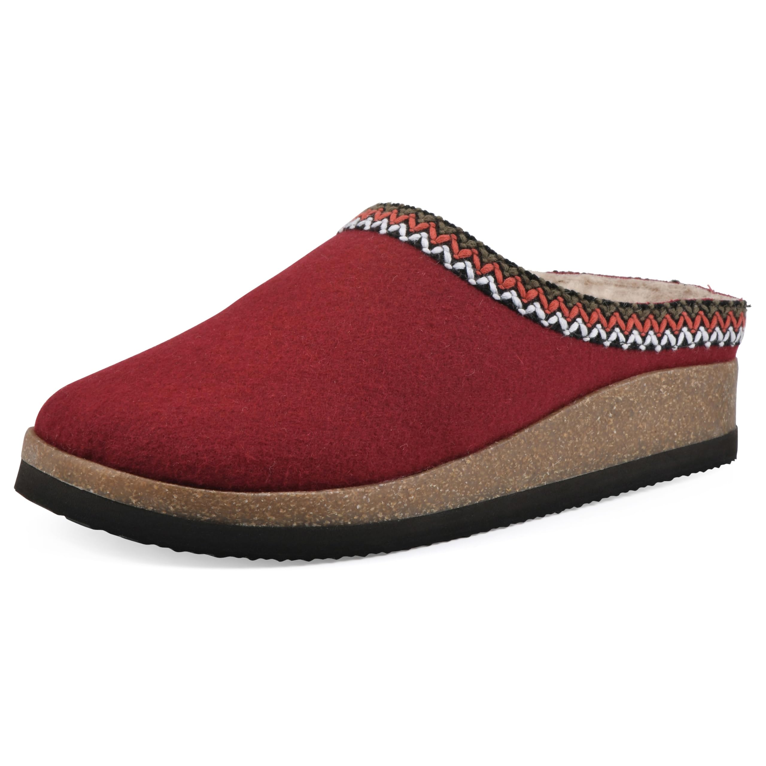 WHITE MOUNTAIN Women’s Bundle Up Mule, Winter Red/Fabric, 12 M