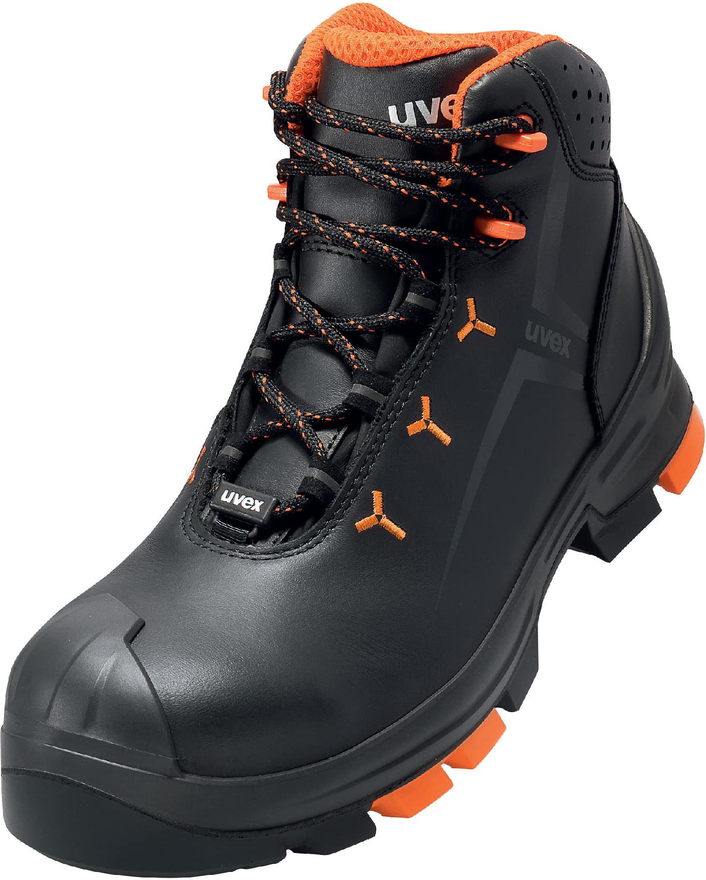 uvex 2 safety boots, S3 SRC ESD, leather work boots, black/orange
