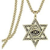 Fuguangju Star of David Necklace 925 Sterling Silver Eye of Horus Necklace Jewish Jewelry Star of David Gifts for Men Women