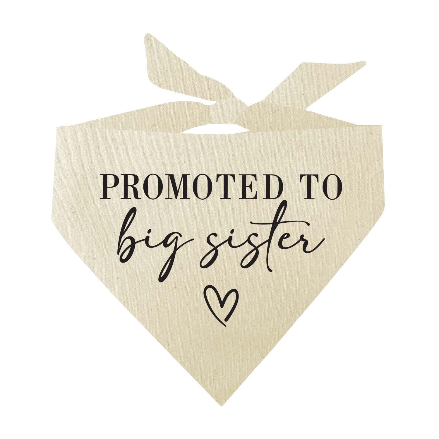 Promoted to Big Sister or Big Brother Pregnancy New Baby Announcement Dog Bandana (Natural)