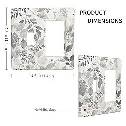 Outlet Covers Gray White Botanical Leaves Flower