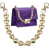 Heart Shape Purse Chains for Handbags, Gold Metal Chain Strap with Strong Buckle, Fashion Short Handle for Women Crossbody Bags Replacement Accessories