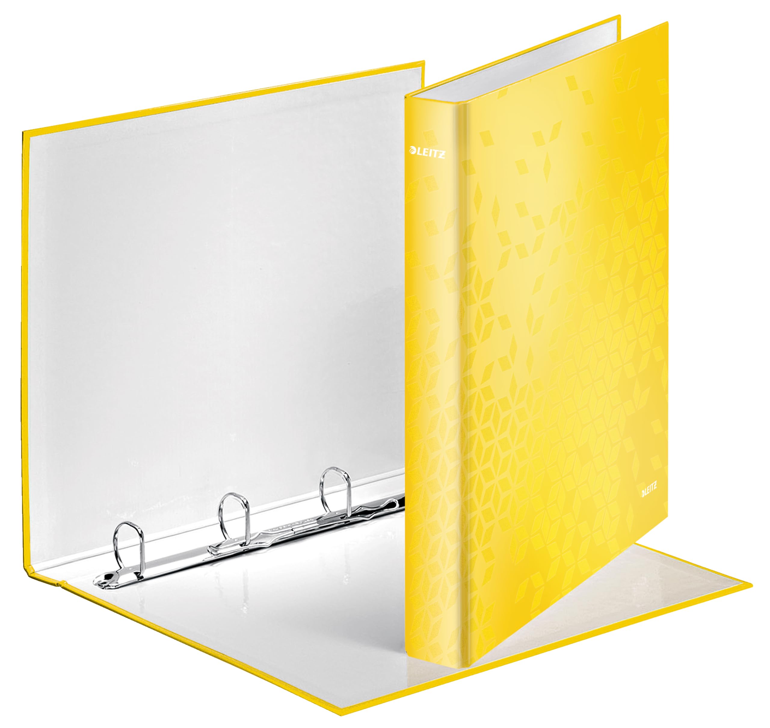 Leitz 4 Ring Binder, Holds up to 190 Sheets, Wow Range, 25 mm Spine, 42420016 - A4, Yellow