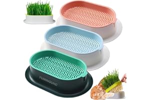 YUMINGUHC 3Pcs Cat Grass Planter for Indoor Hydroponic Wheatgrass Seed Sprout Tray Organic Cat Grass Growing Kit (No Seeds Included) Soilless Pot Planting Box (H)
