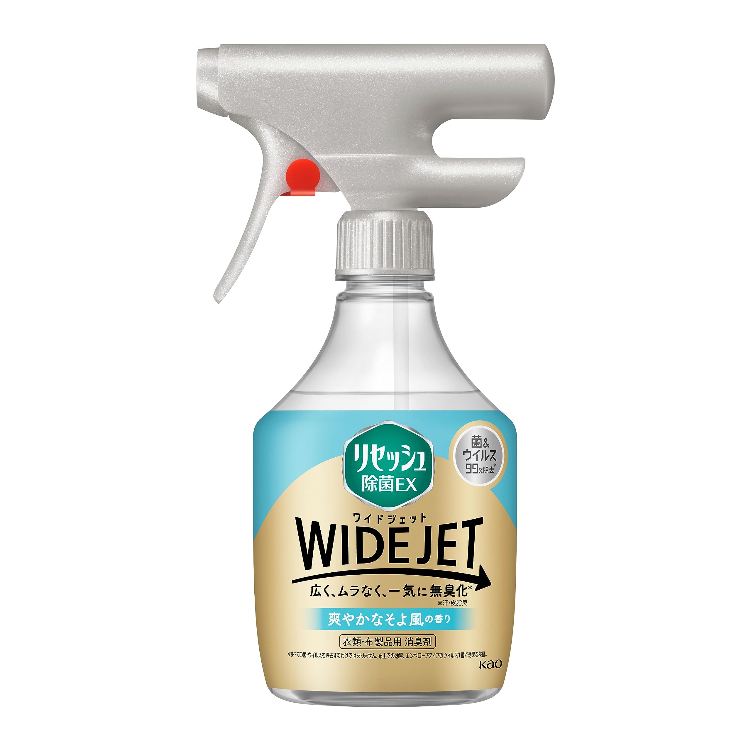 リセッシュ除菌EX WIDE JET（ワイドジェット） 汗・皮脂臭を広く、ムラなく、一気に無臭化！ 爽やかなそよ風の香り 本体 410ml商品画像