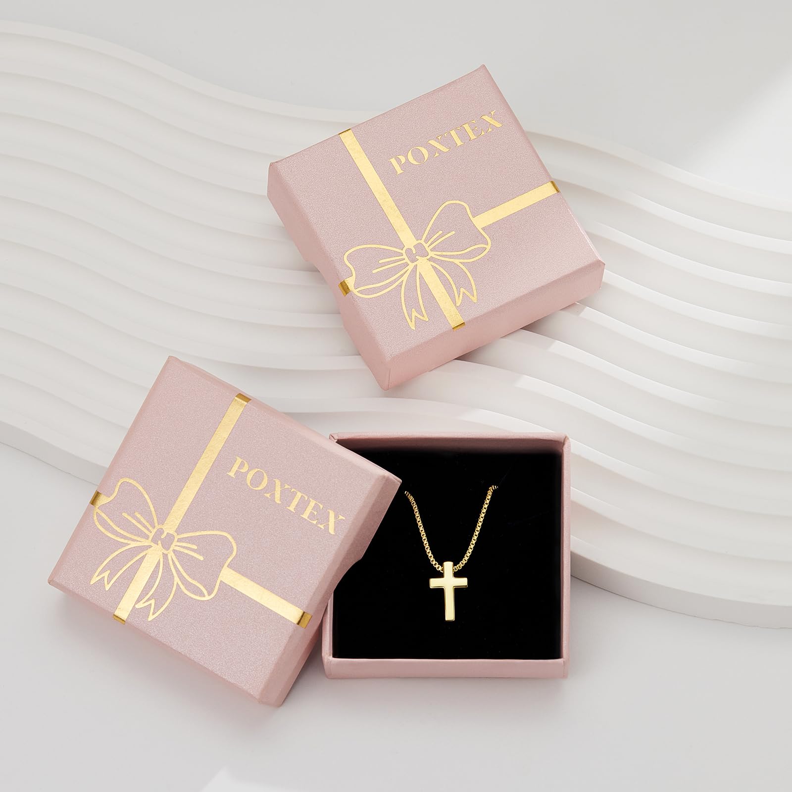 Poxtex Cross Necklace for Women Girls, Dainty 14K Gold Silver Plated Cross Choker Pendant Jewelry Non Tarnish Waterproof Trendy Cute Simple Small Necklace Easter Christian Baptism Religious Faith Jewelry Gifts