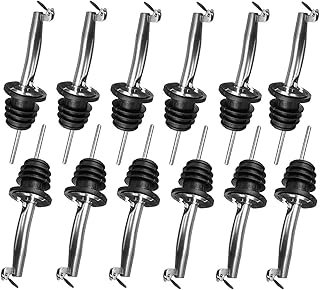 Heatigo Flaschenausgießer mit Klappe, Edelstahl Schnaps Ausgießer Kunststoffkorken Flaschen für Öl und Wein(12 Stück)