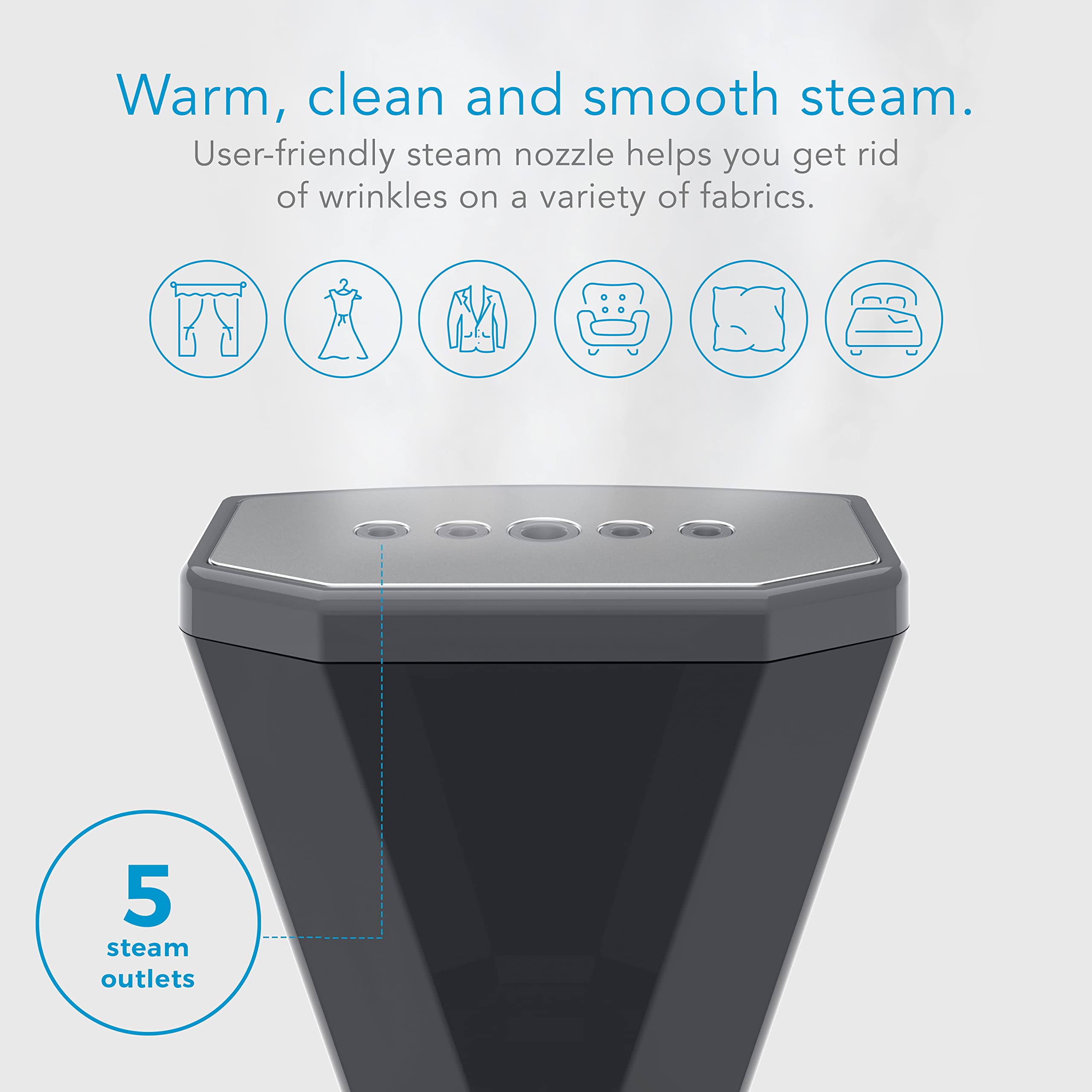 Steamfast VALET Handheld Garment Steamer, Chemical-Free, Removable Tank, Quick Heat-Up Time, Travel Friendly, White