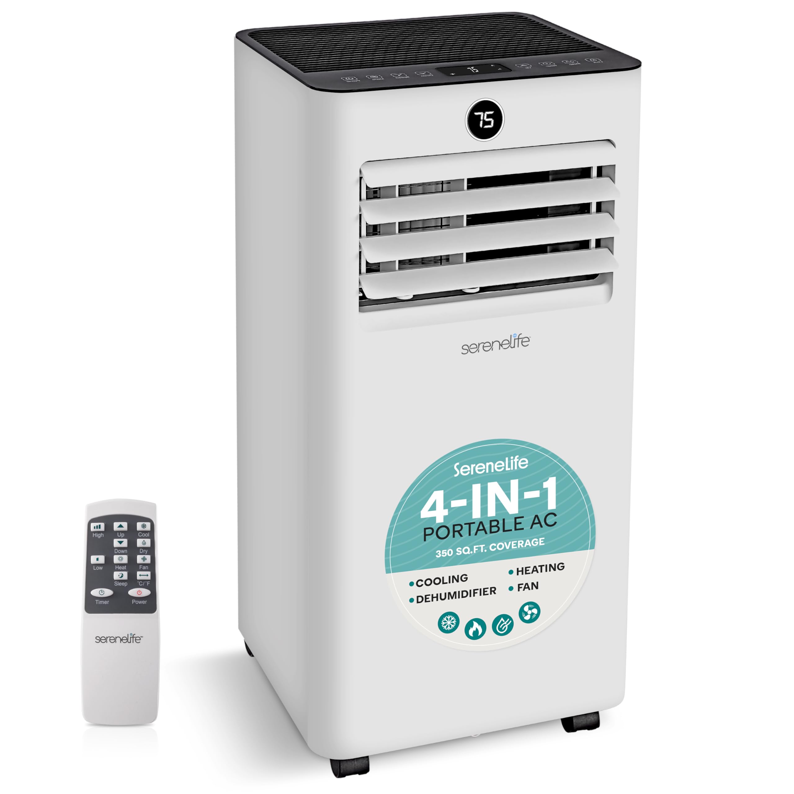 Photo 1 of SereneLife 8,000 BTU Portable Air Conditioner and Heater, Small AC with Dehumidifier and Fan, Mini AC Unit with 350 Sq. Ft. Coverage, Includes Remote Control and Window Mount Kit
