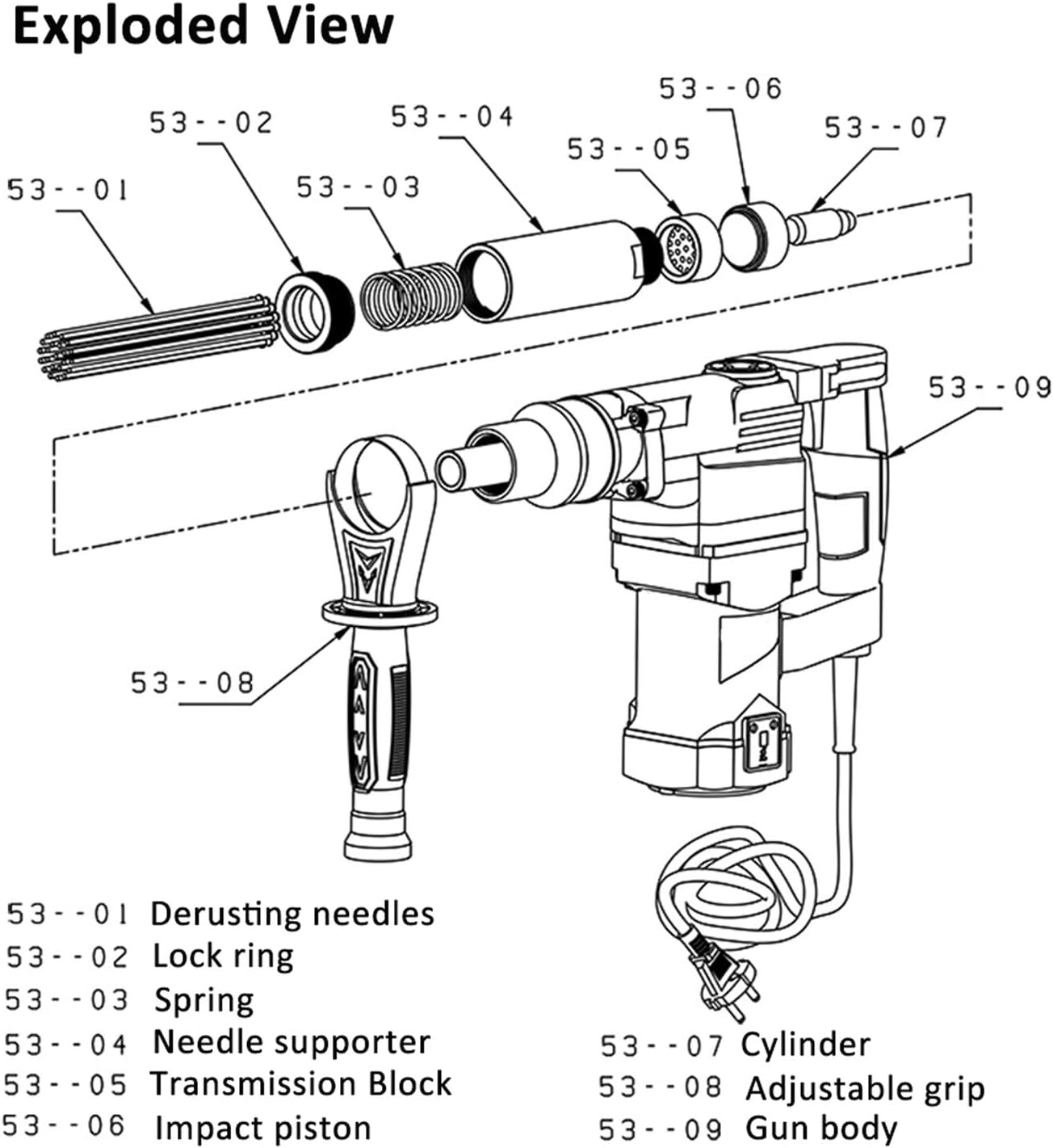 Weld Slag and Paint Electric Needle Scaler Industrial Grade Needle
