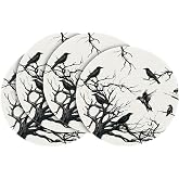 Artoid Mode Silhouette Tree Crows Halloween Round Placemats Set of 4, 14 Inch Fall Round Table Mats for Dining Decoration