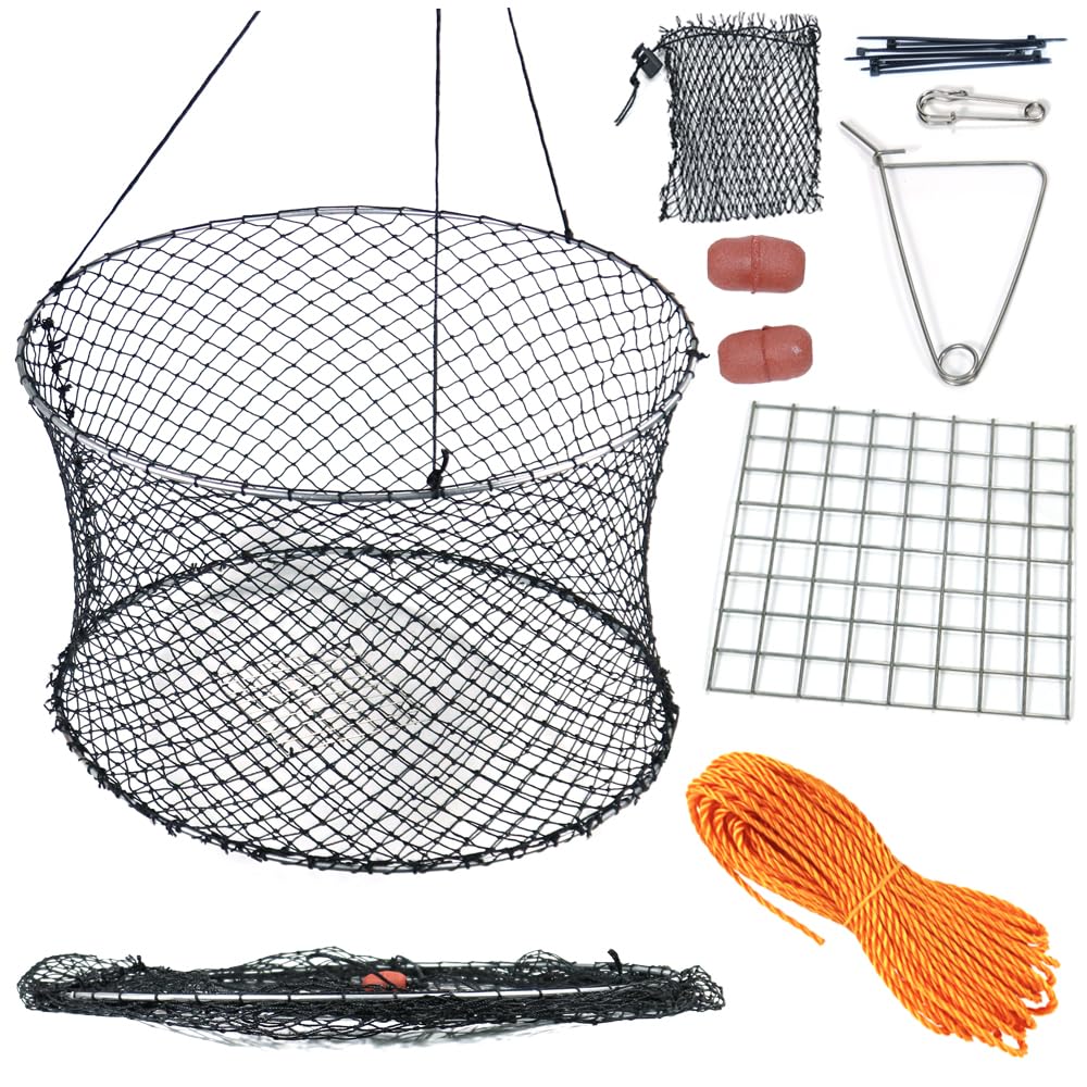 Photo 1 of Drasry Crab Ring Trap Two Ring Crab Kit with Harness and Bait Clip Fishing Crabbing Net for Board Kayak Dock and Pier Net 24 * 24 * 13.78 in 1PCS