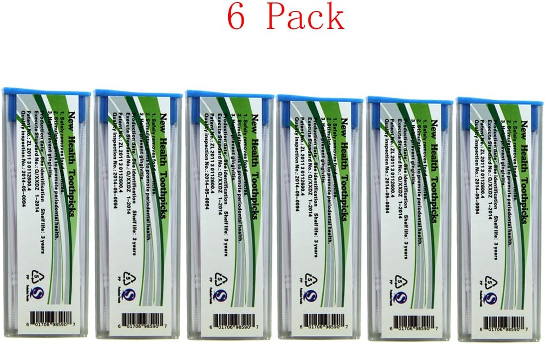 Fcclss Dental Brushpicks Clean Flossers, Environmental Plastic Toothpicks Sticks 60pcs in a Mini Portable Case, Pack of 6
