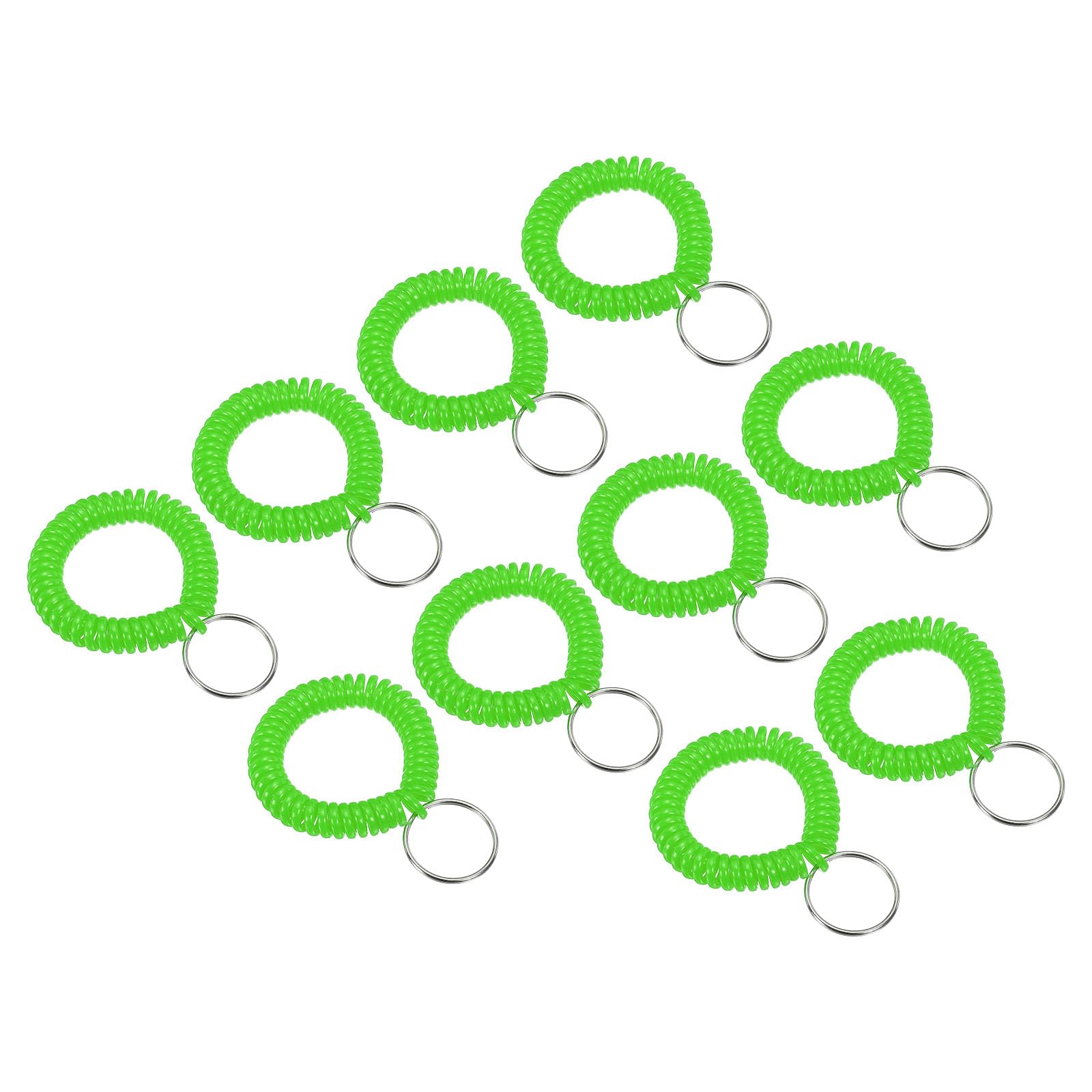 PATIKIL Spiral Wrist Coil Keychain, 10 Pack Plastic Stretchable Wristband Wristlet Key Ring Holder for Outdoor Sport Gym Pool Sauna, Dark Green