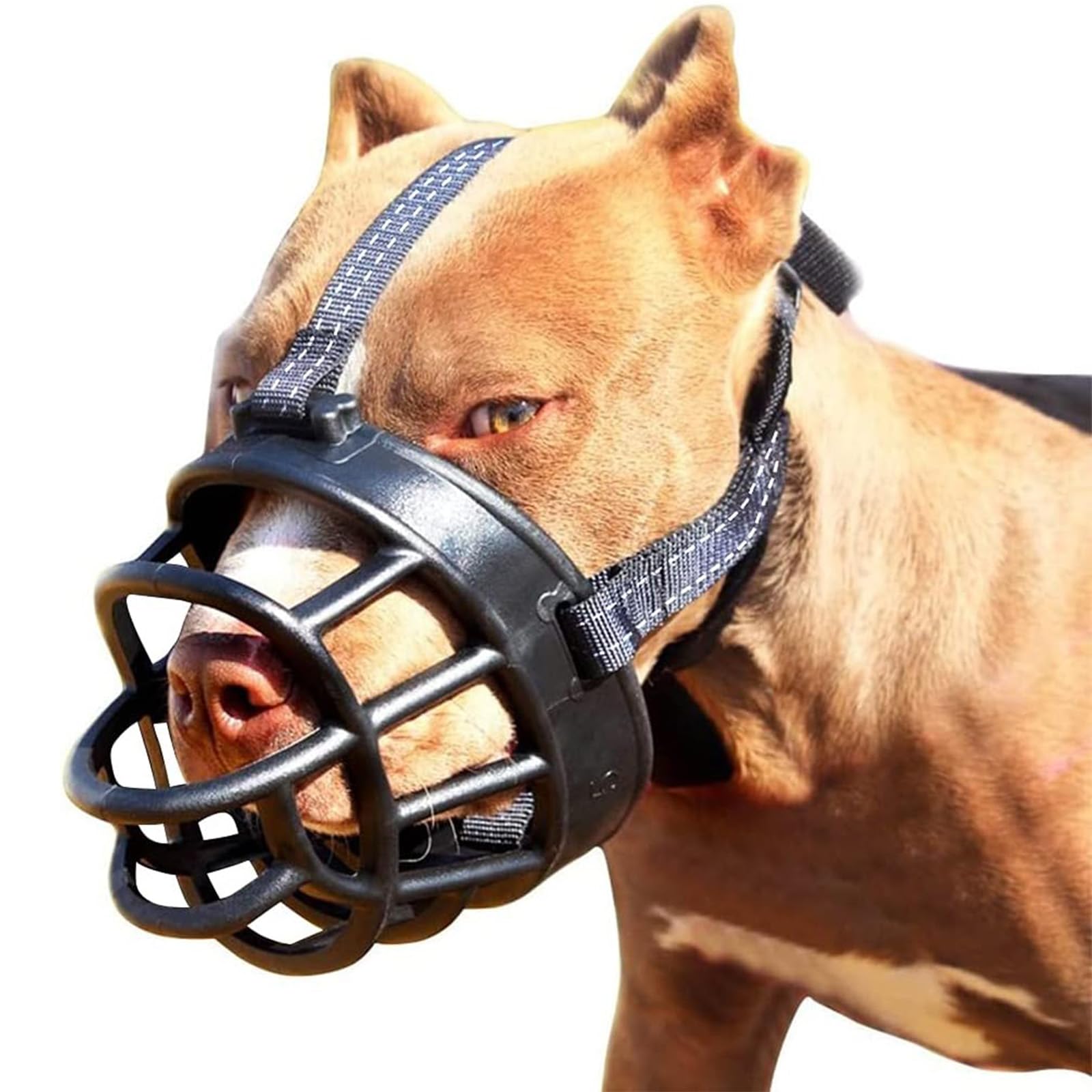 gudong Dog Muzzle,Soft Basket Silicone Muzzles for Dog,Prevent Biting Chewing and Barking, Allows Drinking and Panting (Size 4)