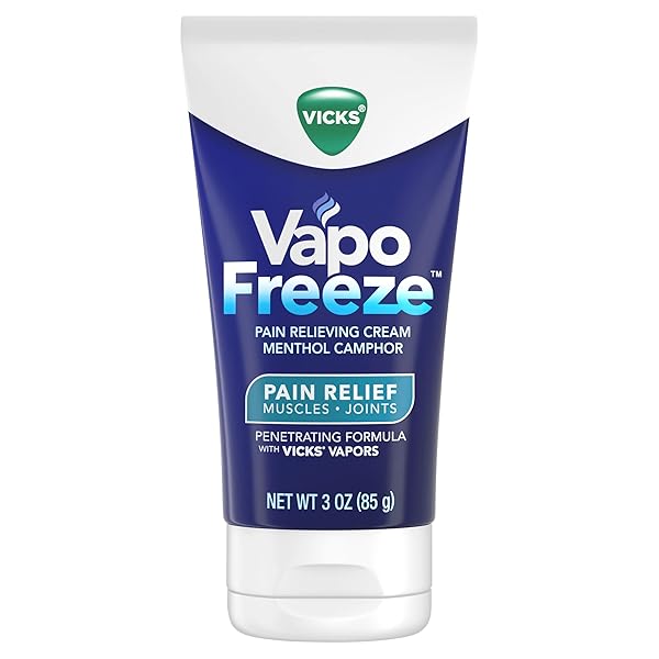 VICKS VAPOFREEZE TOPICAL PAIN CREAM 3.0OZ, MAXIMUM STRENGTH MENTHOL+ FOR MUSCLE PAIN RELIEF, JOINT PAIN RELIEF, KNEE PAIN RELIEF, BACK PAIN RELIEF, CREAM FOR PAIN RELIEF, TOPICAL PAIN RELIEF