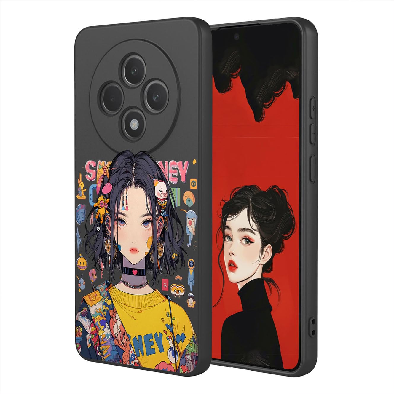YUECXIN Case for Oppo Reno 12F 4G/Oppo Reno 12 FS 5G (Reno12 F 5G), Ultra thin Liquid Silicone Silky Soft Touch Cute Pattern Girls Cover, with Microfiber Lining Shockproof TPU Bumper Case. Cool Girl