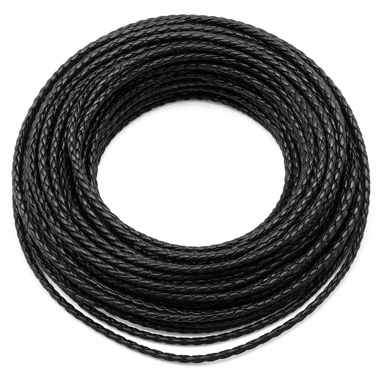 Perlin - 10 Metre Leather Cord 3 mm Black Braided PU Leather Cord Jewellery Cord Band Leather Bands C227 x 2