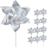 SUNPRO Reflective Pinwheels,10-Pack Extra Sparkly